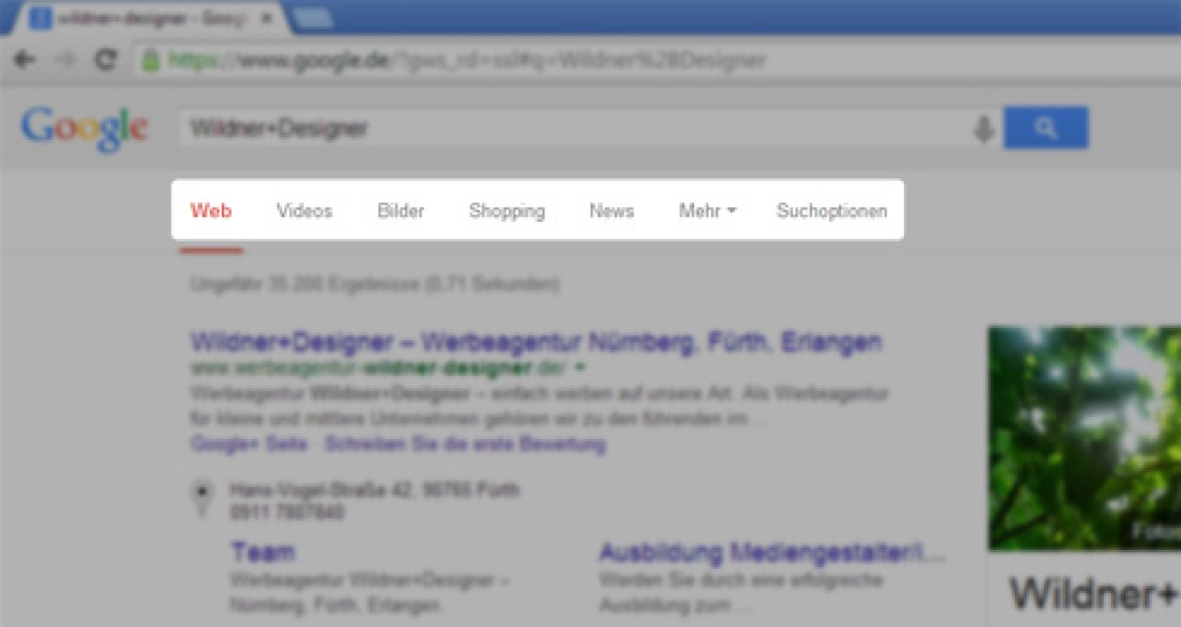 Filtermöglichkeiten und Suchoptionen in Google