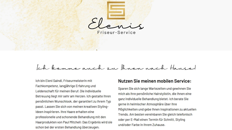 www.elenis.salon – Die Schreibschrift Alagambe besitzt einen leichten, unbeschwerten Charakter, der stimmig das Gestaltungskonzept abrundet.