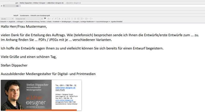 Die grafische Gestaltung von Signaturen in Geschäfts-E-Mails