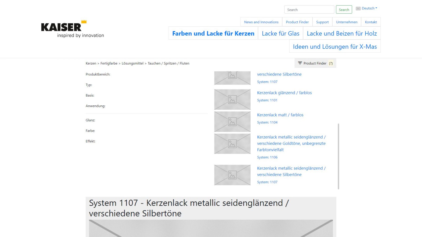 Prototyp Wireframe für Kaiser Lacke – Version 4