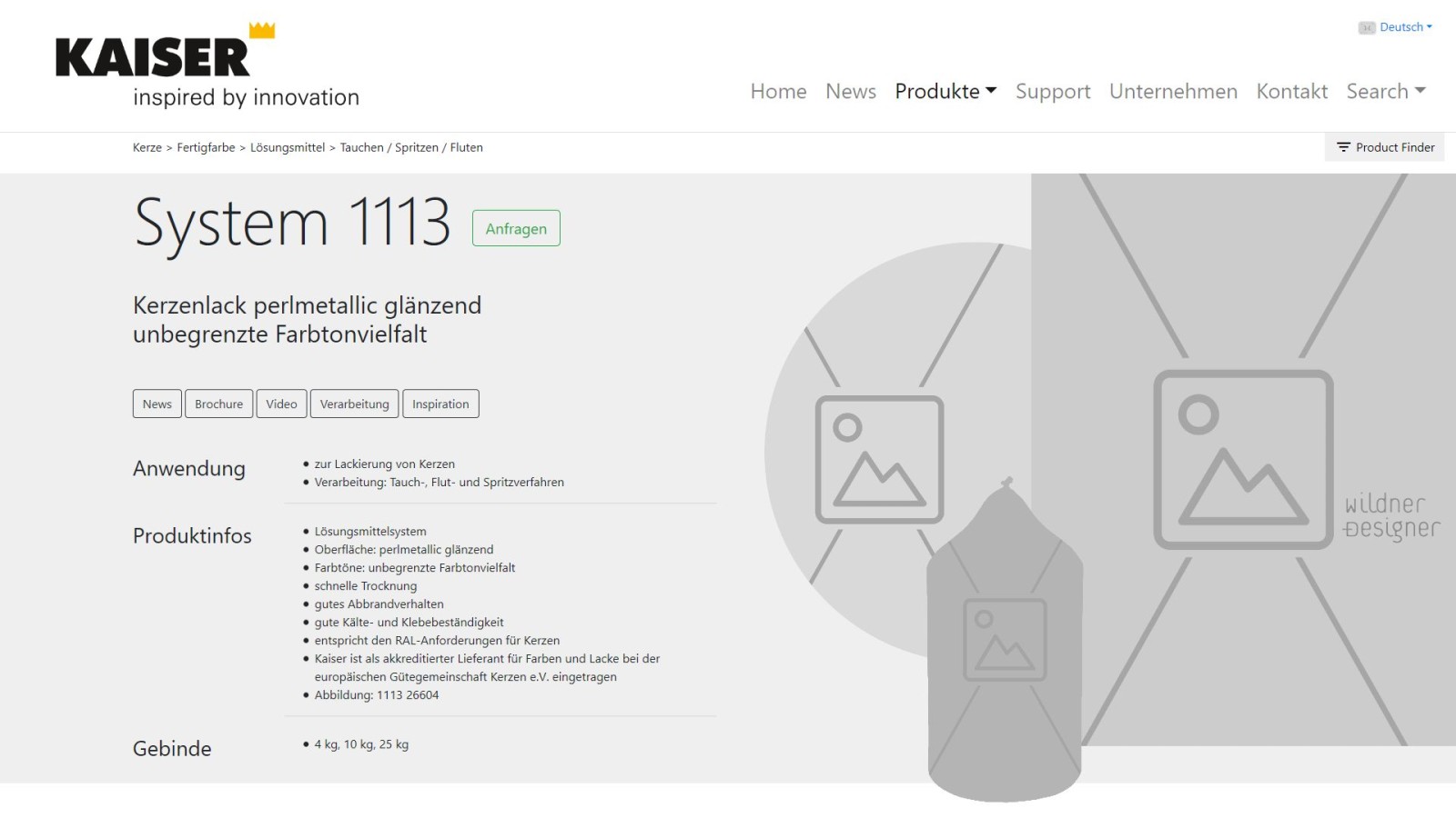 Prototyp Wireframe für Kaiser Lacke – Version 7