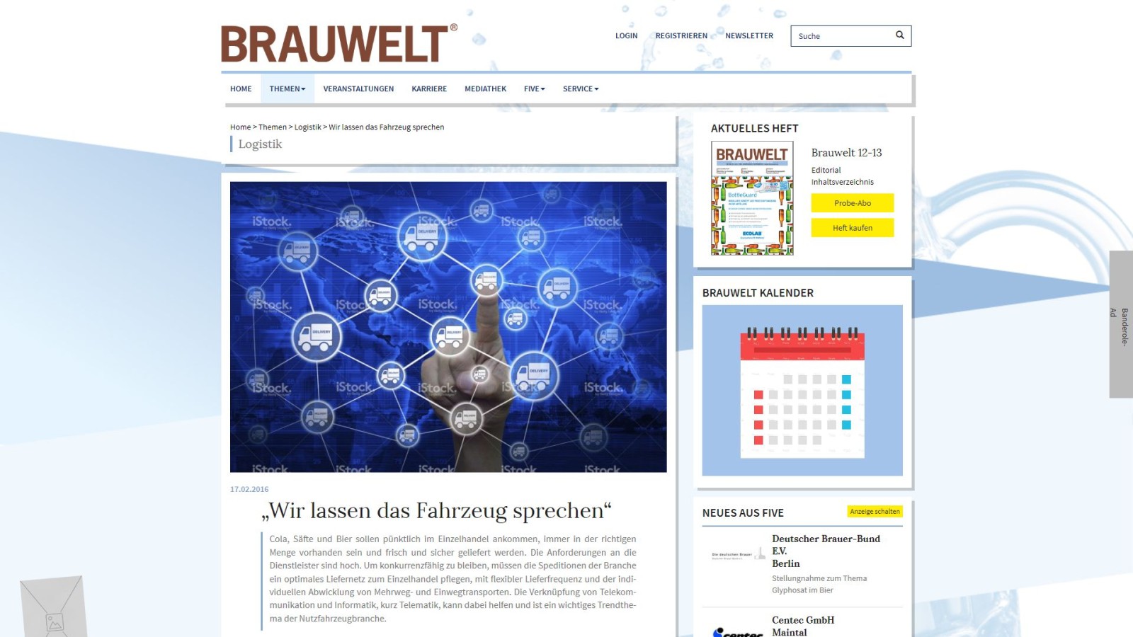 Prototyp Wireframe für Brauwelt – Version 6