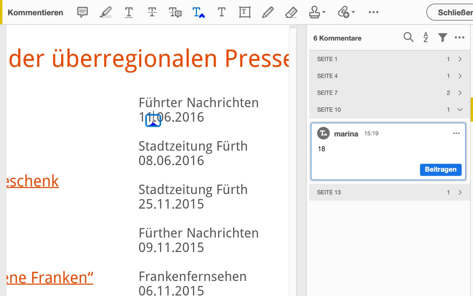 Text an Cursor-Position einfügen