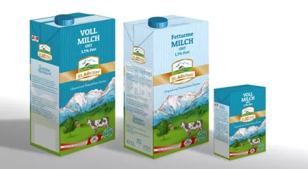 Milchtüten für Vollmilch und fettarme Milch