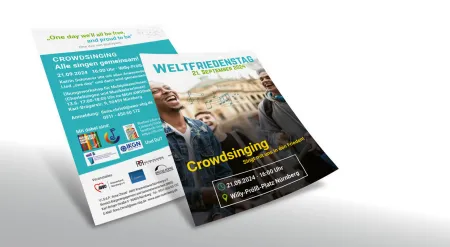 Flyer und Plakate laden zum „Crowdsinging“ ein