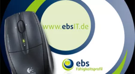 Mousepad, Mappe, CD-Label zur Software &quot;ebs Fähigkeitsprofil&quot;