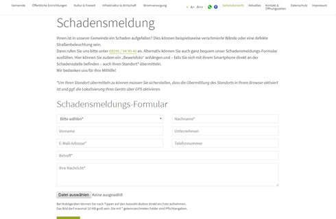 Schadensmeldungs-Formular